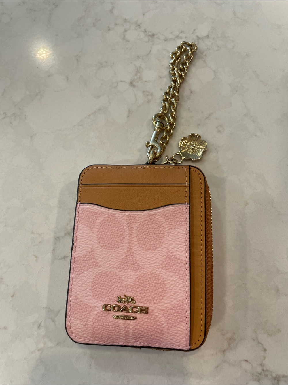 Coach Zip Card Case in Signature Canvas with Charm